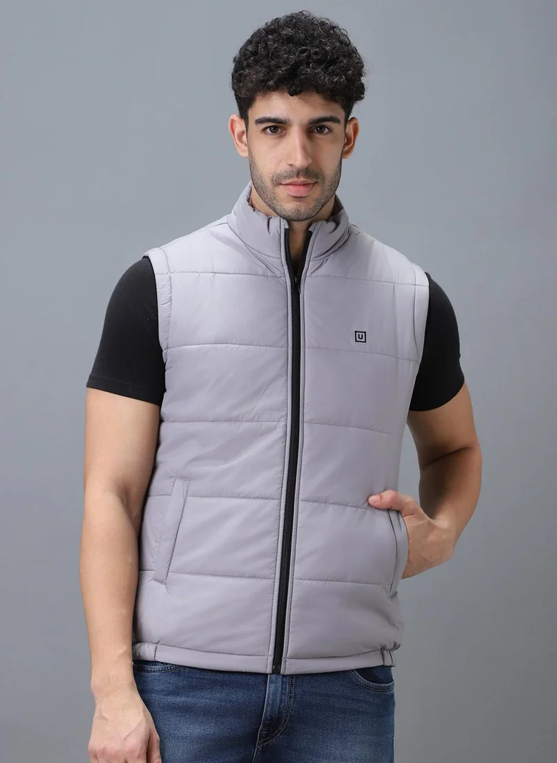 Urbano Fashion Urbano Fashion Men's Light Grey Sleeveless Zippered Puffer Jacket